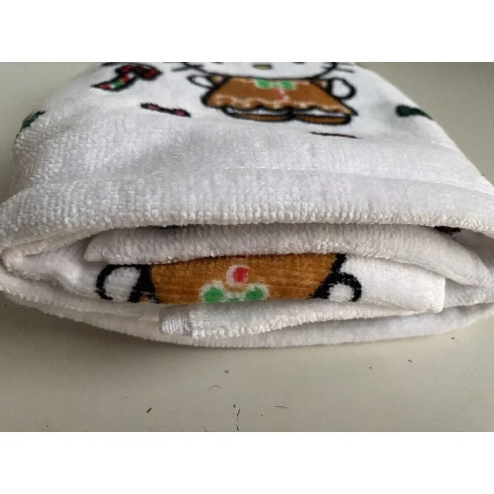 2 Pk Sanrio Hello Kitty Christmas Gingerbread Dress Candy Cane Bath Hand‎ Towels